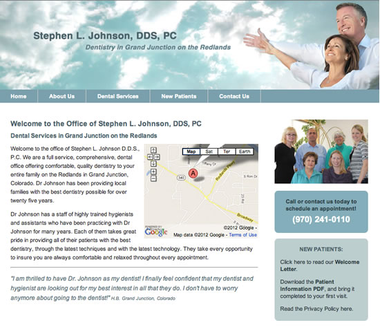 Stephen L. Johnshon Dentist Website Design and Development